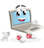 Laptop Cartoon Vector Character AKA E-than Lapton - the Expert Laptop